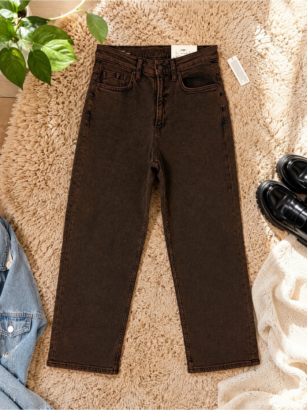 Brown Overdyed High Rise Straight Leg Jeans NWT Size 8